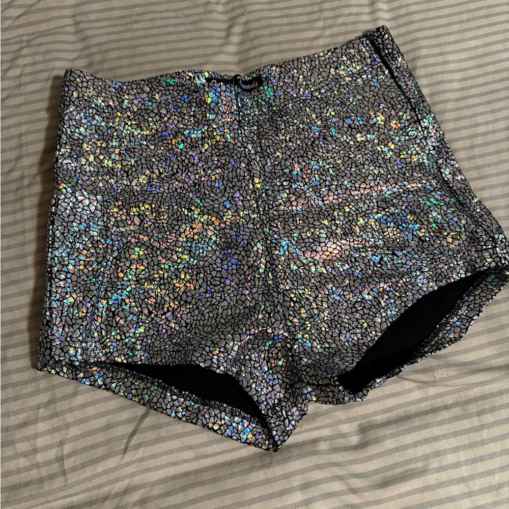 Glittering High Waist Women's Shorts